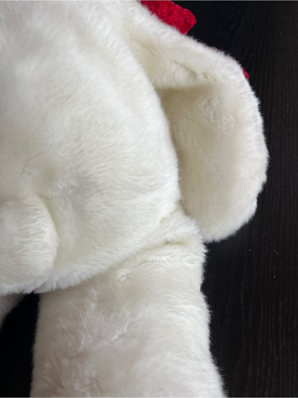 Vintage White Teddy Bear Plush Red Bow 30" x 12" Large Stuffed Animal - Picture 10 of 16